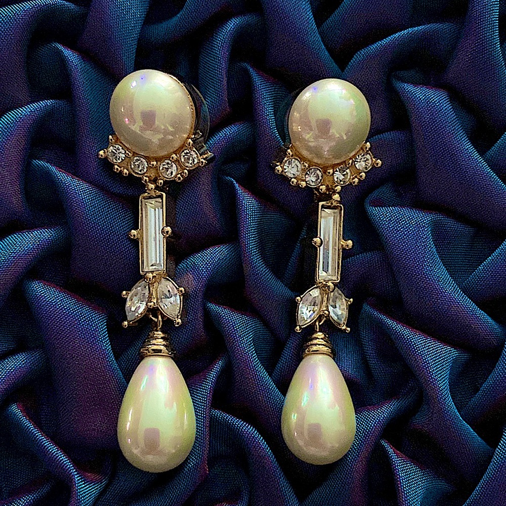 Dior Pearl and Crystal Drop Earrings